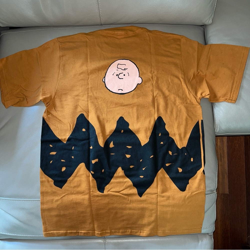 New CHARLIE BROWN GRAPHICS TSHIRT Men XL By CHANGES orange short sleeve crew Vtg